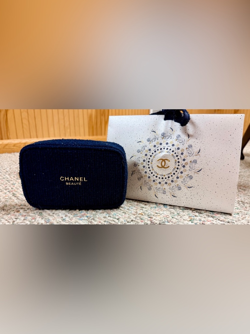 Chanel BEAUTE Sparkling Blue Tweed Pouch NEW w Holiday 2025 Sparkling Bow Bag